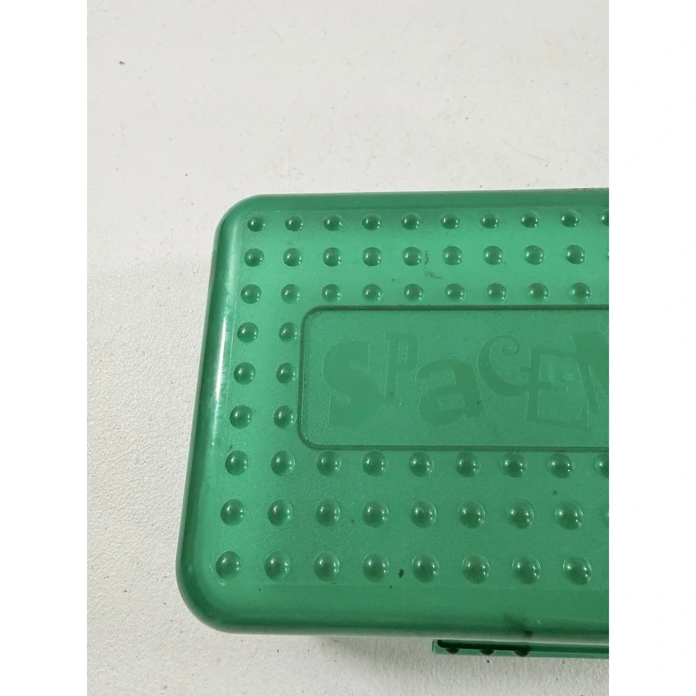 Vintage 90s SPACEMAKER Pencil Box School Supply Case Green & Translucent